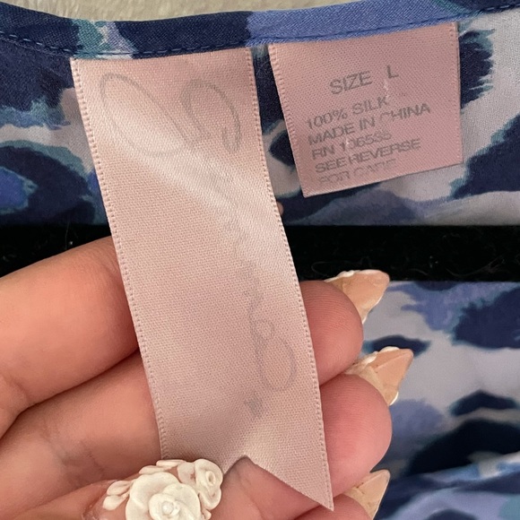 Gemma Blue Leopard Print Silk Blouse - Picture 8 of 11